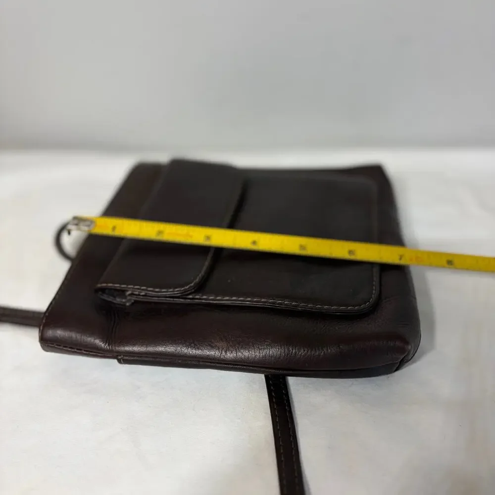 Unbranded Bag Mini Chocolate Brown Leather Crossbody Travel Pocket Snap Zip
